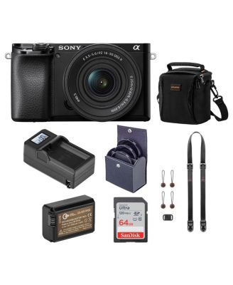 Alpha a6100 Mirrorless Digital Camera, with 16-50mm Lens Bundle with Neck Strap, Battery, Charger, and Accessories