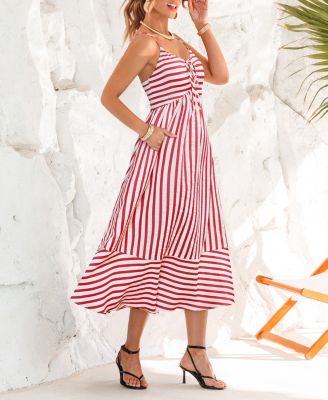 Women's DM Me Striped Midi Beach Dress