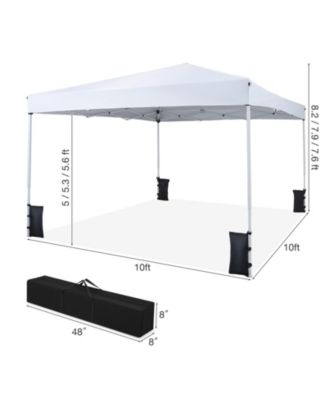 10x10 ft Pop-Up Canopy Tent with Carry Bag and 4 Sandbags