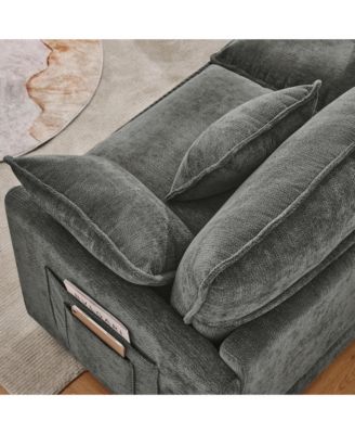 101.9 Inch Chenille 3-Seater Sofa with Movable Ottoman, Modular Cloud Couch