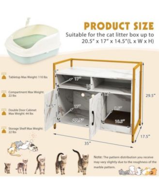 Hidden Cat Washroom with Double Doors & Scratch Cardboard - Modern Litter Box Enclosure