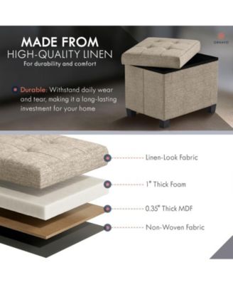 Small Rectangle Storage Ottoman Foot Stool with Legs