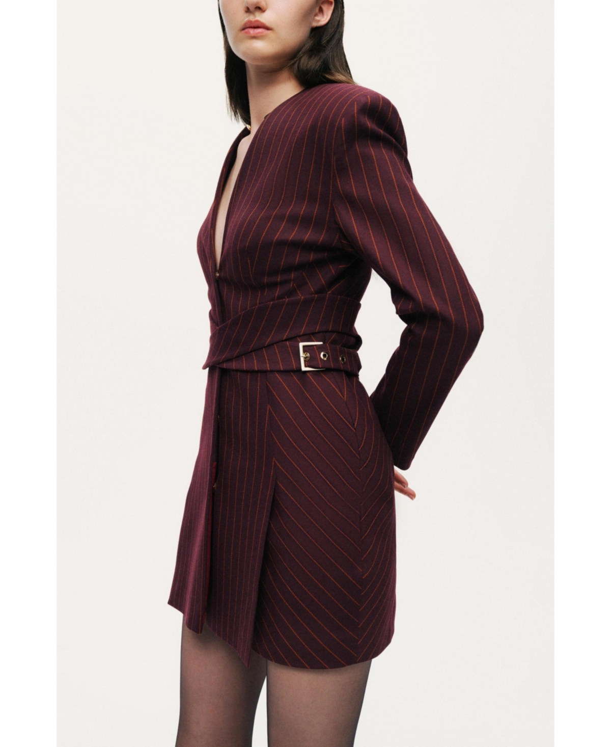 Nocturne Women's Tailored Pinstripe Wrap-Waist Mini Dress