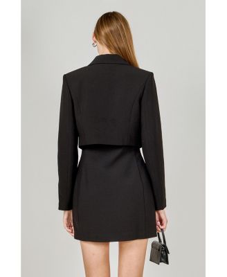 Women's Rhinestone Bow Cropped Jacket