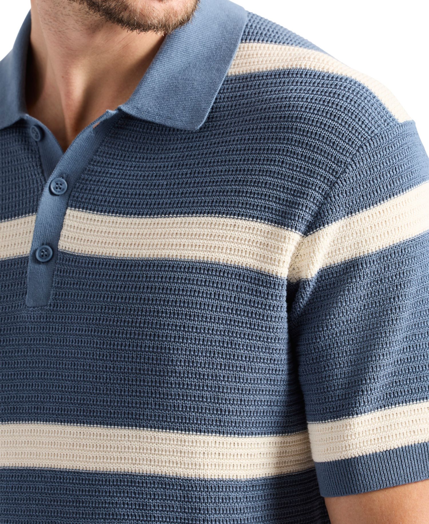 Men's Winder Textured Striped Polo Sweater