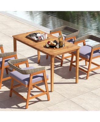 Rectangular Outdoor Dining Table 4-6 People Large Acacia Wood Patio Bistro Table