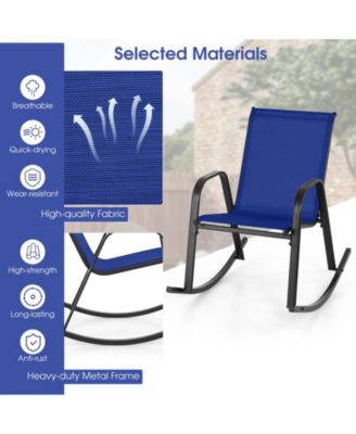 2 PCS Patio Rocking Chair Outdoor Ergonomic Rockers w/ Breathable Fabric Seat