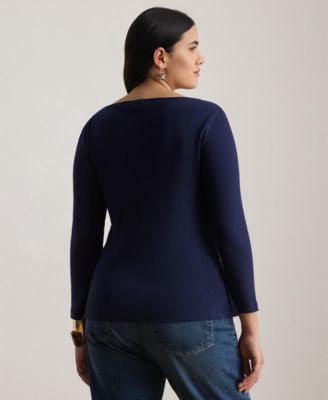 Plus Size Boat Neck Top