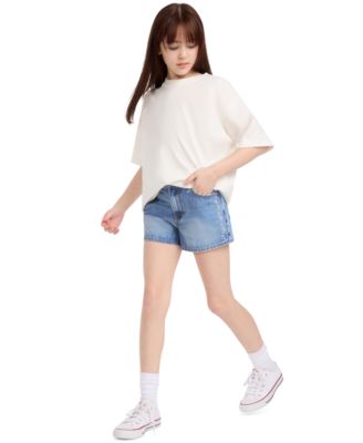 Girls' 7-16 Embroidered Mini Mom Shorts