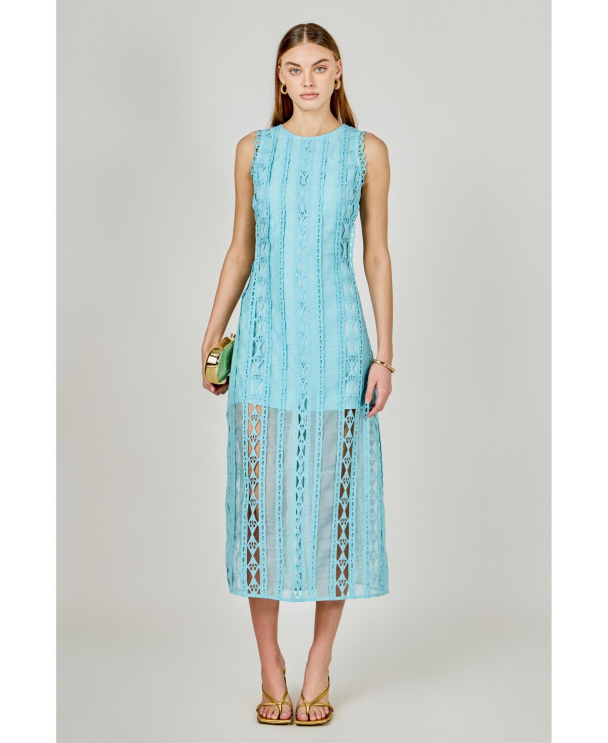 endless rose Women's Lace Tiered Midi Dress