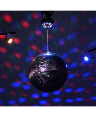 16" Large Disco Ball with Motor and Light 6RPM Rotator & 2PCS 3W RGB Spotlights for 70s 80s Party DJ Bands Club Event Purple
