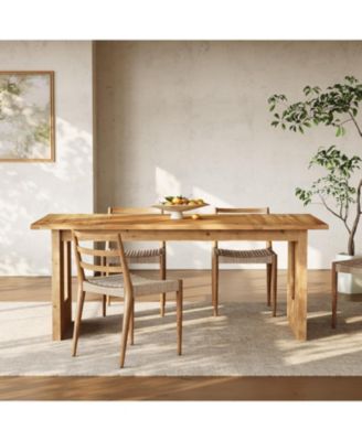 Solid Wood Dining Table for 6 People Rectangle Kitchen Table, Large Farmhouse Dinner Table for Dining Room, Living Room