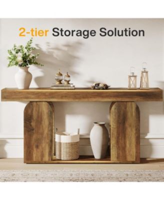 Farmhouse Wood Console Table, with U-Shaped Base