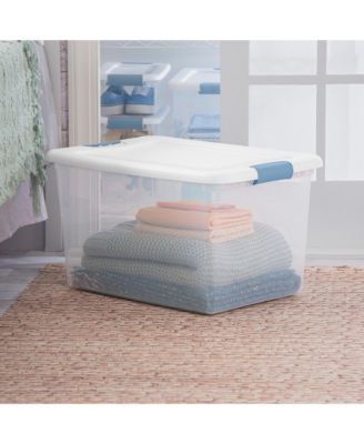 64Qt Latching Box Stackable Storage Container with Lid,  12 Pack