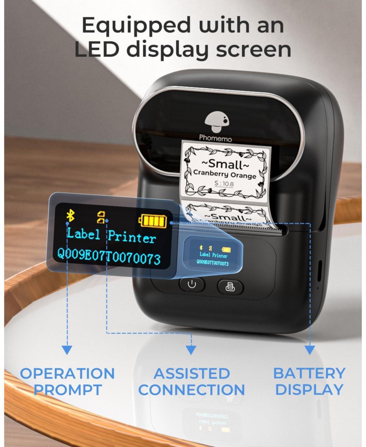 Phomemo M110 Business Label Maker, Portable Bluetooth Thermal Printer