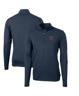 Men's Navy Chicago Bears Throwback Logo Virtue Eco Pique Quarter-Zip Pullover