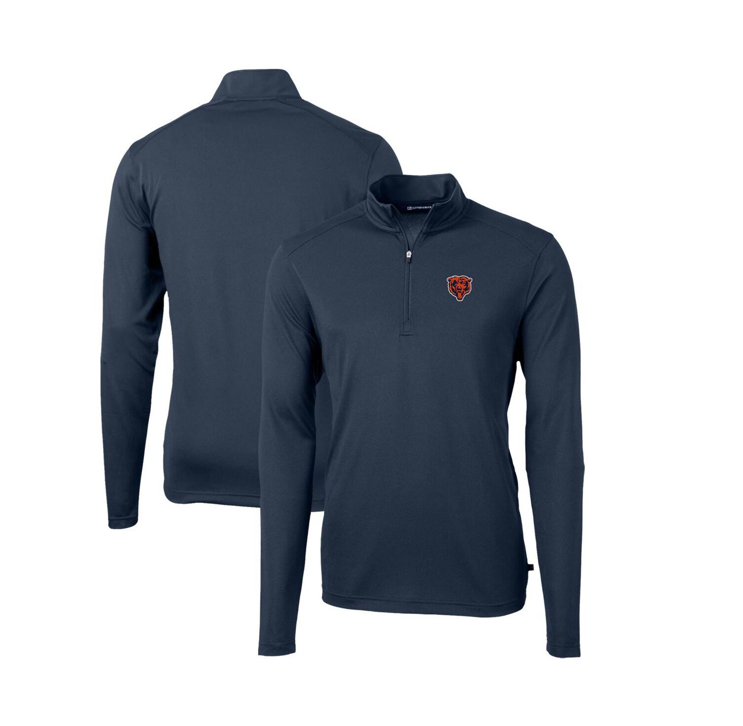 Men's Navy Chicago Bears Throwback Logo Virtue Eco Pique Quarter-Zip Pullover