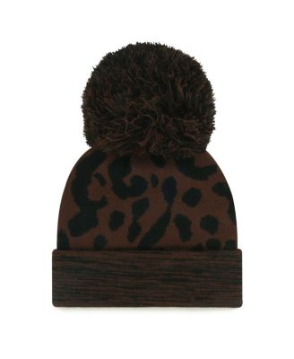 Women's Brown Washington Nationals Rosette Cuffed Knit Hat with Pom