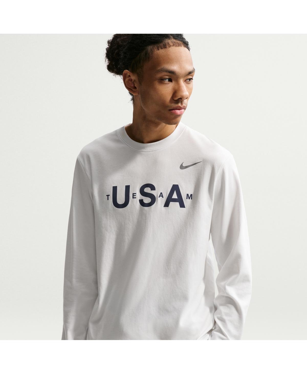 Nike Men's Acg White Dri-fit Primary Logo Long Sleeve T-Shirt