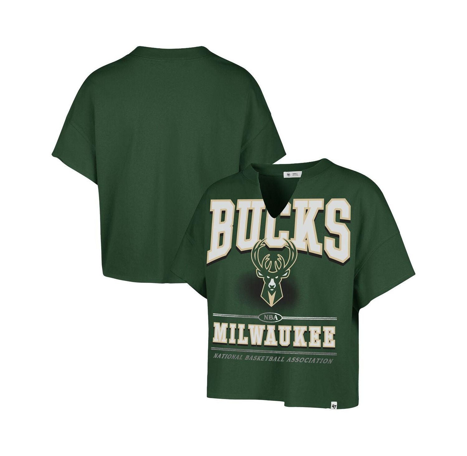Women's Hunter Green Milwaukee Bucks Elation Oversized Notch Neck T-Shirt