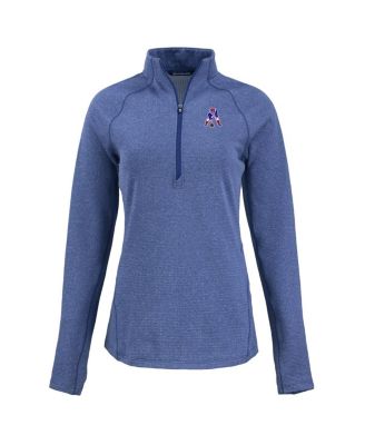 Women's Heather Royal New England Patriots Peshastin Eco Fleece Tri-Blend Raglan Half-Zip Jacket
