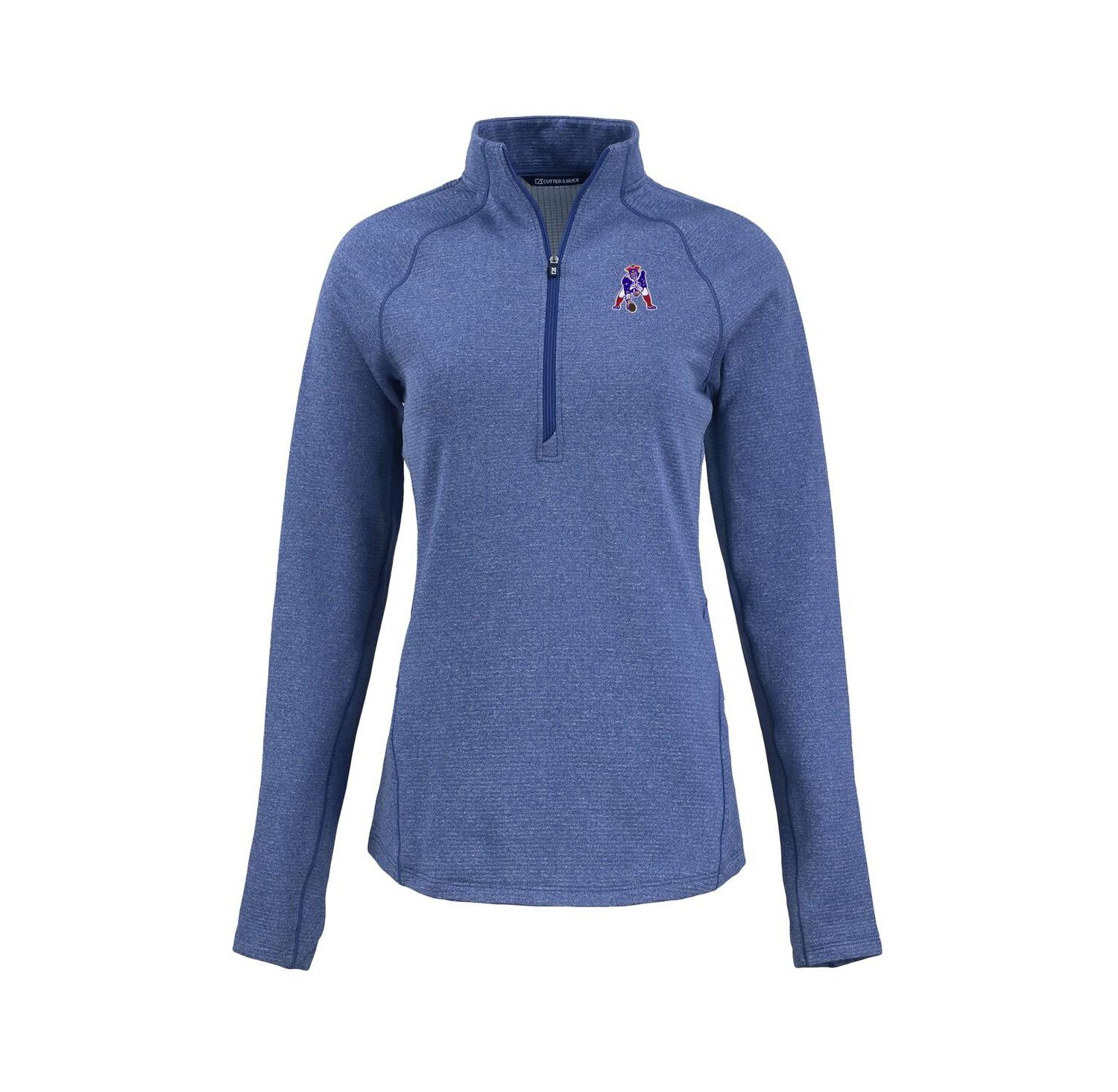 Women's Heather Royal New England Patriots Peshastin Eco Fleece Tri-Blend Raglan Half-Zip Jacket