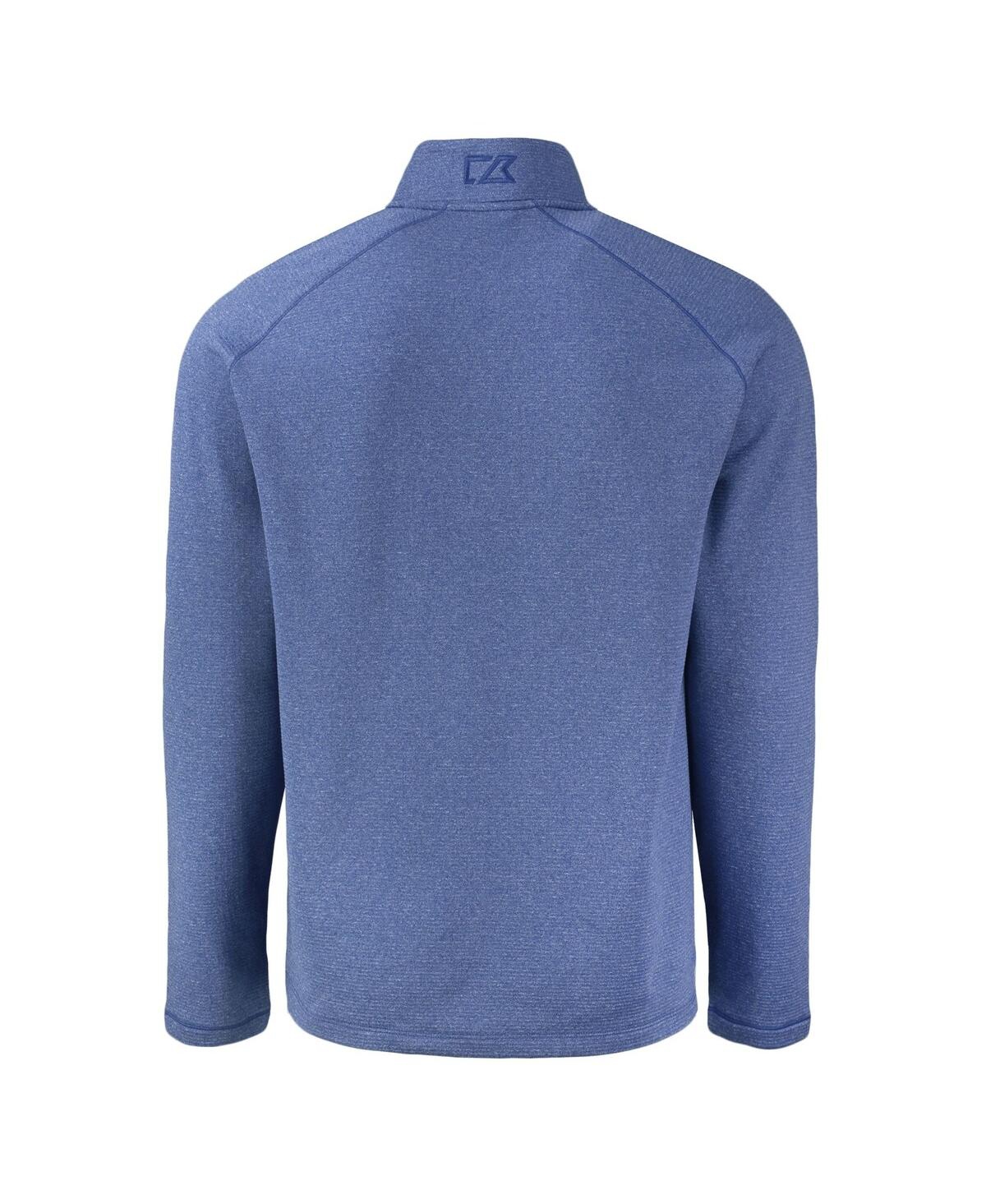 Cutter Buck Men's Heather Royal New England Patriots Peshastin Eco Fleece Tri-Blend Raglan Quarter-Zip Jacket