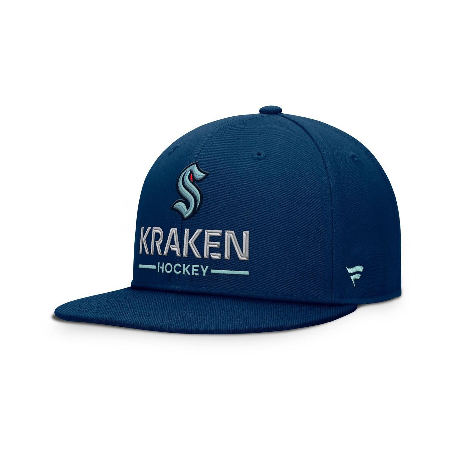Мужская кепка Fanatics Deep Sea Blue Seattle Kraken Authentic Pro Rink Lockup Snapback Hat — фото 1