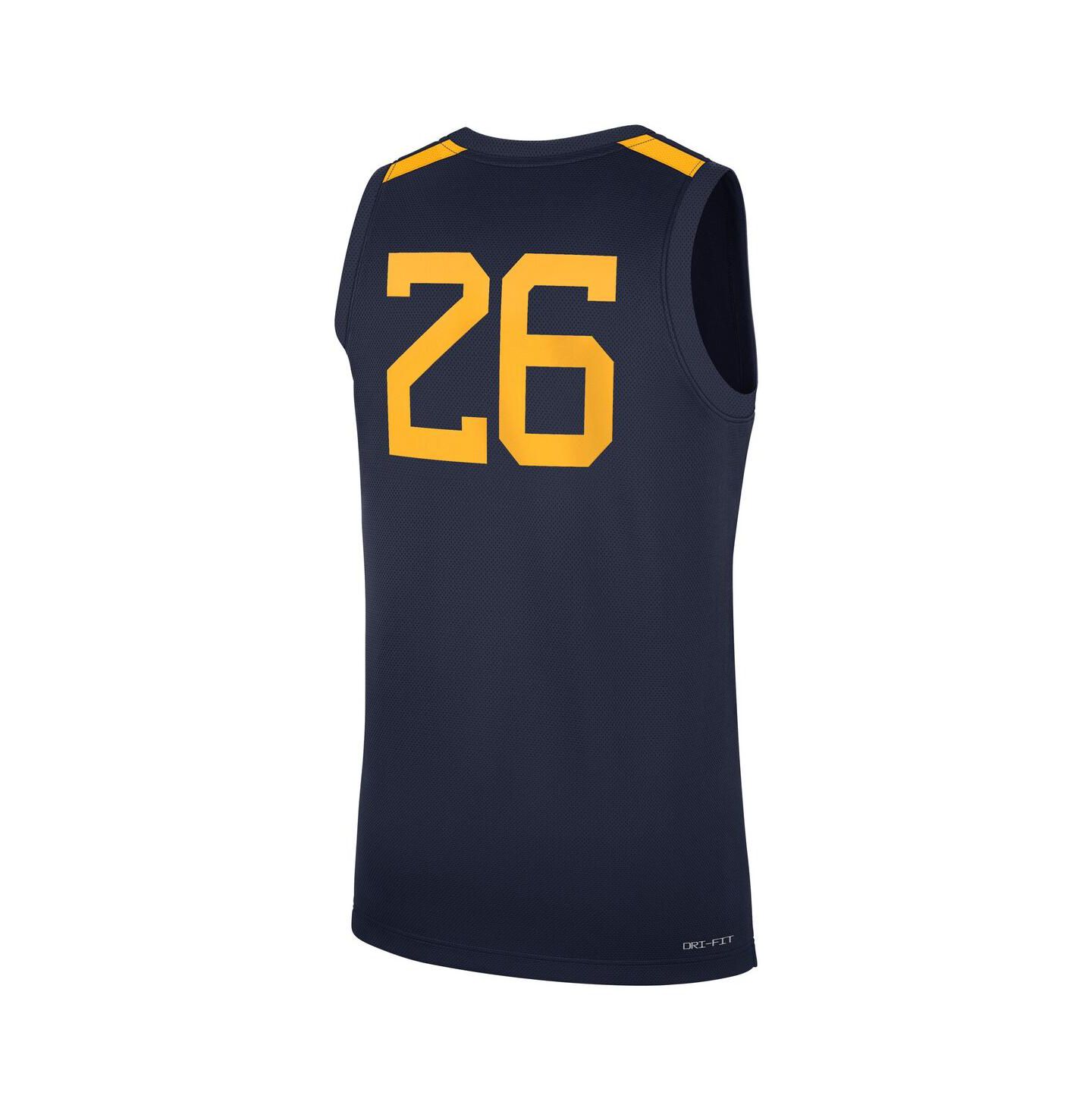 Мужской топ Nike 26 Navy West Virginia Mountaineers Road Replica Basketball Jersey — фото 3
