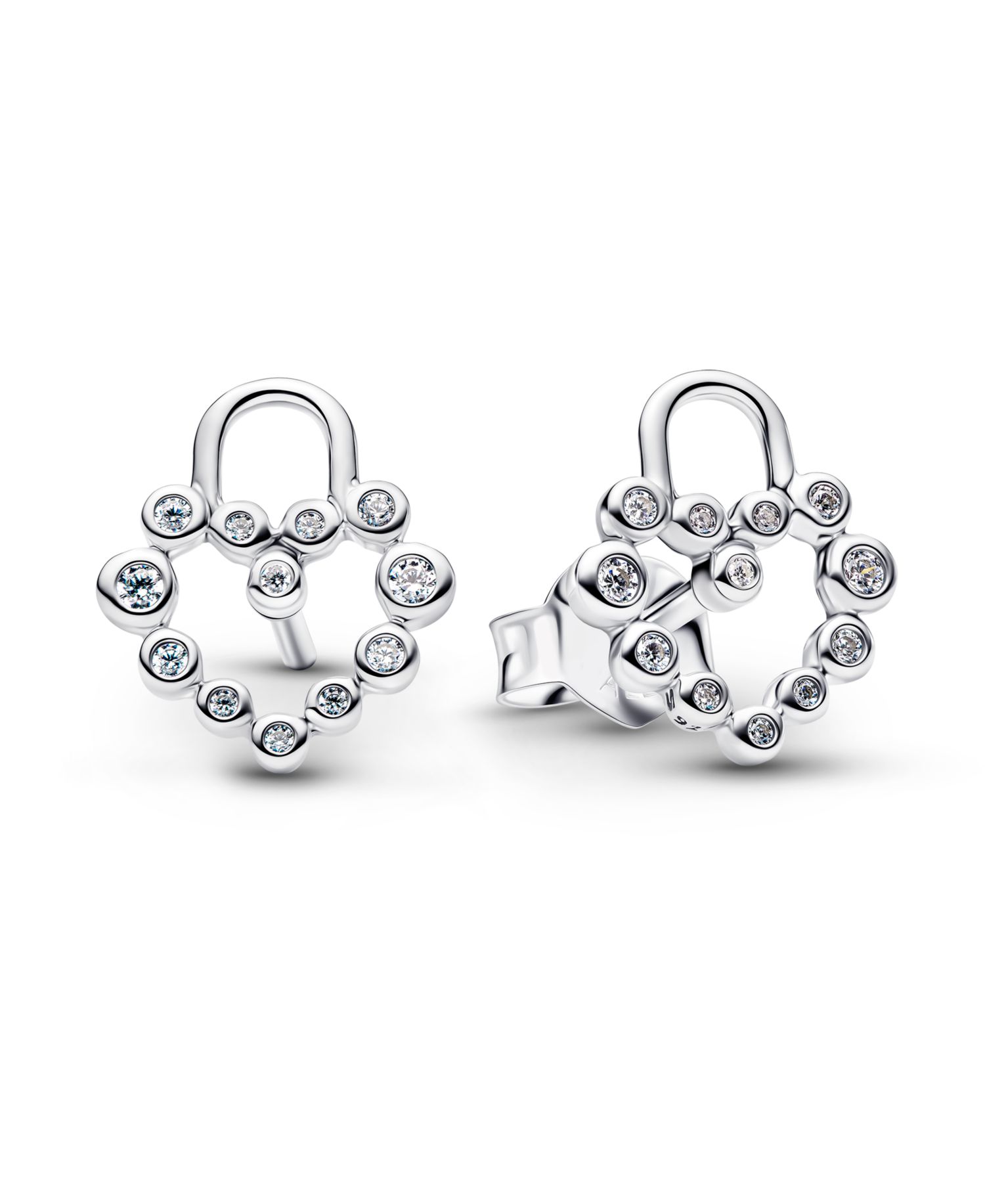 Sparkling Heart Padlock Stud Earrings