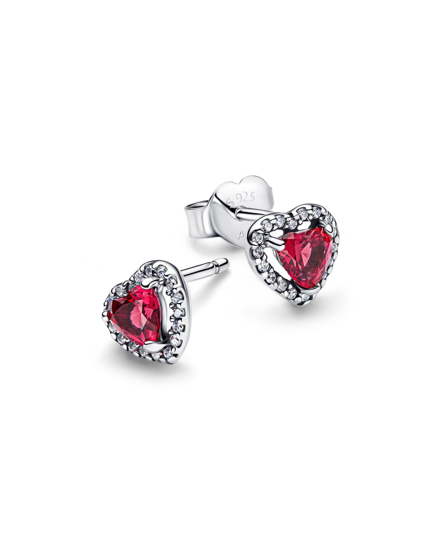 Elevated Red Heart Stud Earrings