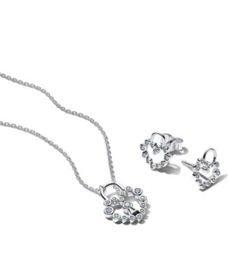 Sparkling Heart Padlock Jewelry Giftset