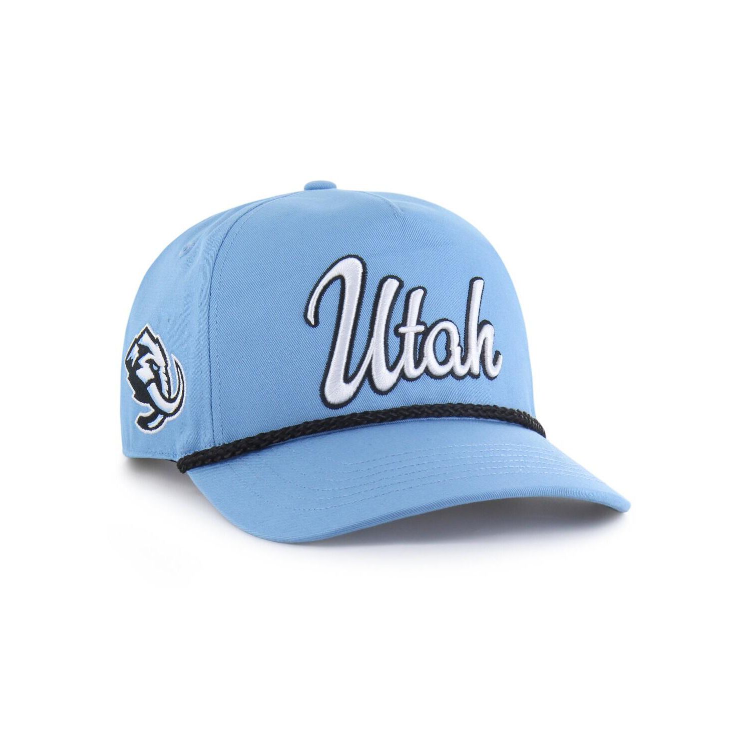 Men's Light Blue Utah Mammoth Overhand Logo Side Patch Adjustable Hitch Hat