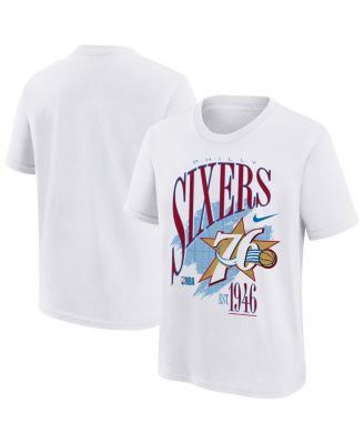 Big Boys and Girls White Philadelphia 76ers Hardwood Classics Champs Max90 T-Shirt