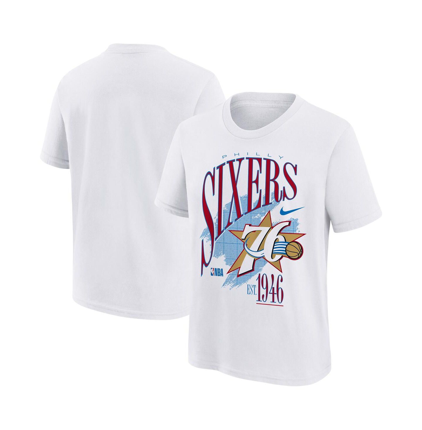Детская футболка Nike White Philadelphia 76ers Hardwood Classics Champs Max90 T-Shirt — фото 1