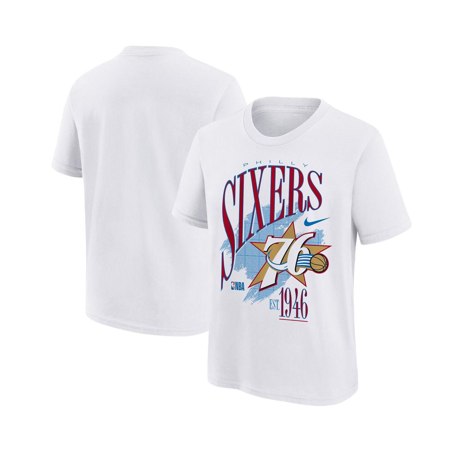Big Boys and Girls White Philadelphia 76ers Hardwood Classics Champs Max90 T-Shirt