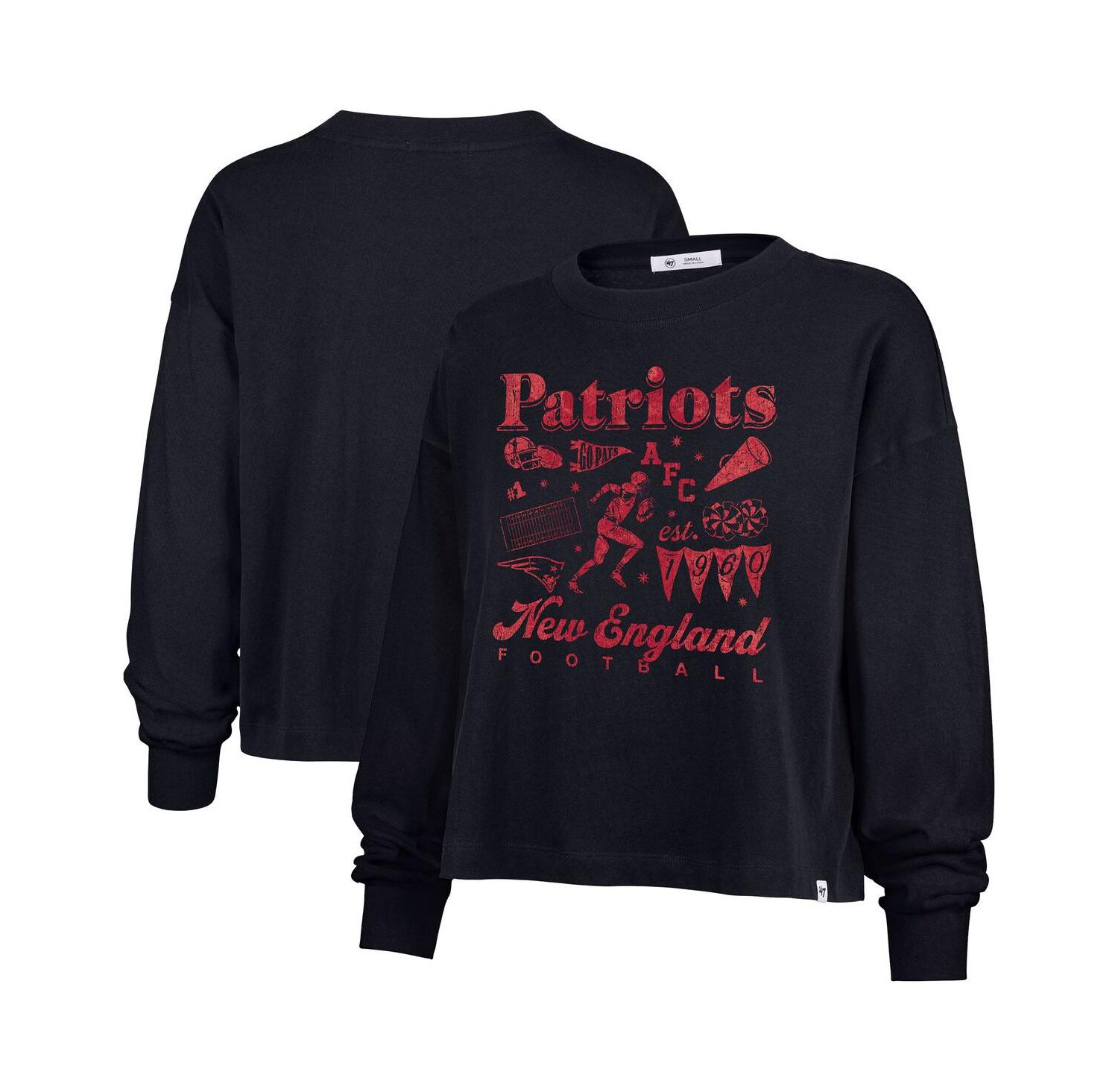 Women's Navy New England Patriots Team Collage Sydney Long Sleeve T-Shirt