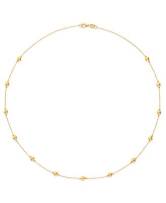 Multi Bead Station Necklace in 14k Gold