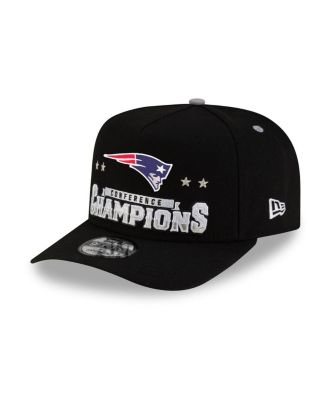 Men's Black New England Patriots 2025 AFC Champions Locker Room Trophy Collection A-Frame 9FIFTY Snapback Hat