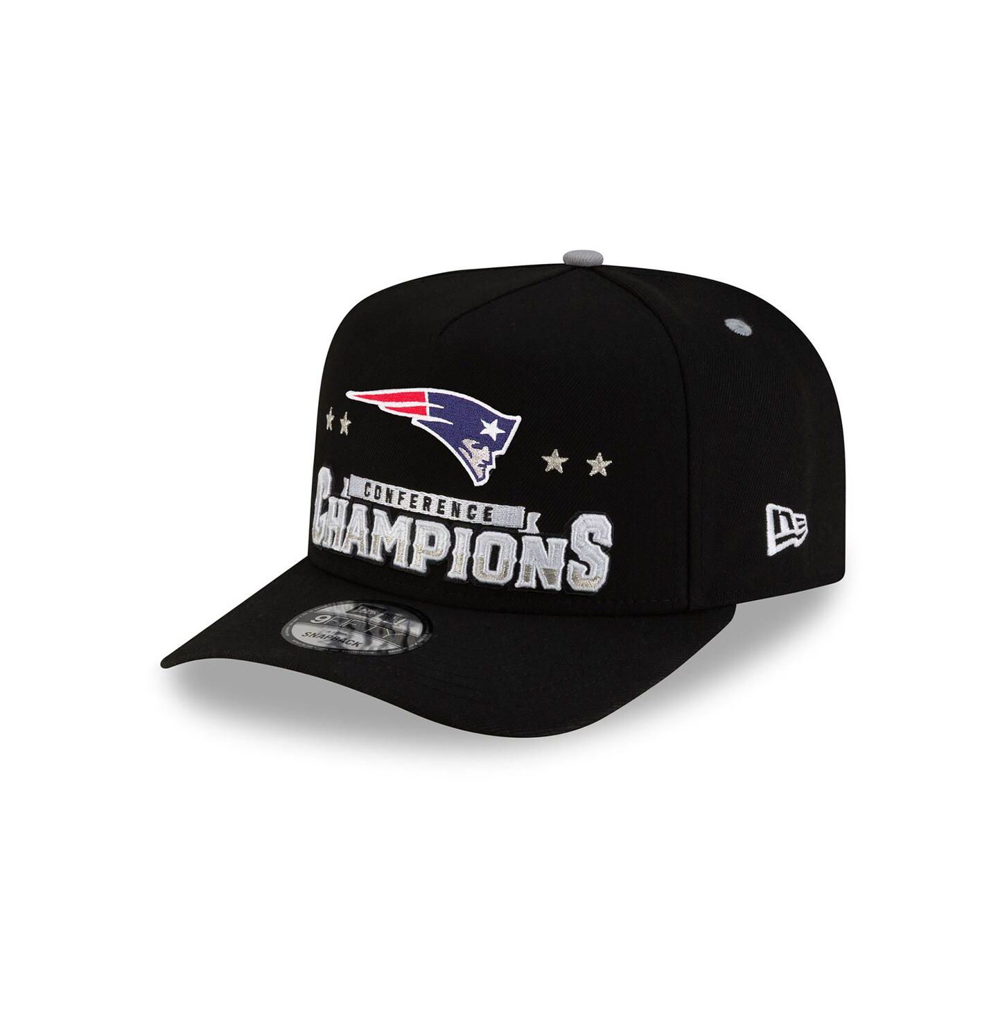 Мужская кепка New Era Black New England Patriots 2025 AFC Champions Locker Room Trophy Collection A-Frame 9FIFTY Snapback Hat — фото 3