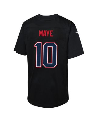 Big Boys and Girls Drake Maye Black New England Patriots Super Bowl LX Patch Carbon Fashion Game Jersey