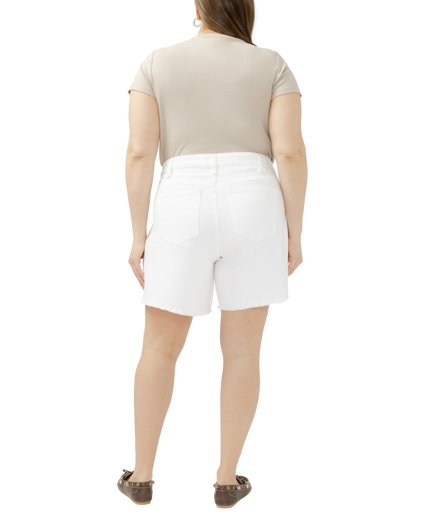 Женские шорты Silver Jeans Co. Plus Size Suki Curvy Fit Mid-Thigh, цвет: Белый — фото 4