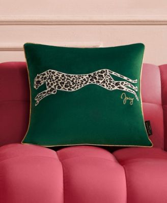 Embroidered Velvet Cheetah Decorative Pillow, 18" x 18"