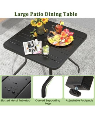 Outdoor Dining Table for 4 37 Inches Square Patio Bistro Dining Table w/ 1.57'' Umbrella Hole and Metal Frame