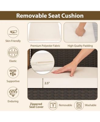 Patio Dining Chair 4 PCS w/Cushion Wood Armrests Metal Frame for Garden