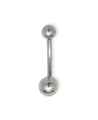Solid 14k Gold 14G Curved Double Ball Button Navel Ring