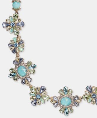 Stone Cluster Flower Statement Collar Necklace, 16" + 3" extender