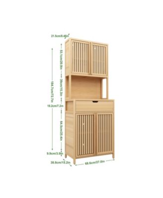 72-Inch Tall Double-Door Bamboo High-Capacity Storage Cabinet