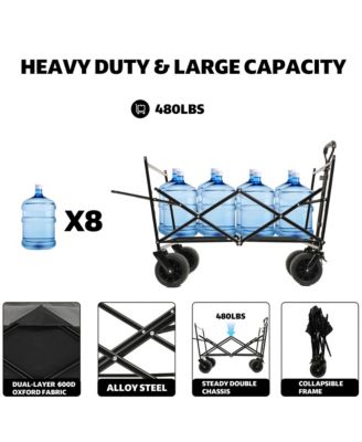 Collapsible Wagon with Canopy, Heavy Duty Utility Cart with All-Terrain Wheels, Large Capacity for Camping, Shopping and Garden