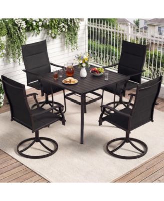 Padded Patio Swivel Chairs Set of 4 Ergonomic Outdoor Dining Chairs